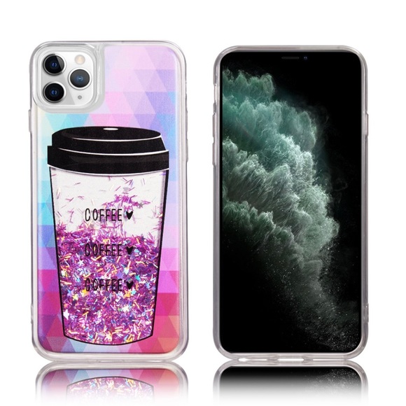 Pink Glitter Coffee Cup Case for iPhone 13 Pro Max - Picture 2 of 5